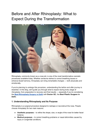 Before and After Rhinoplasty What to Expect During the Transformation