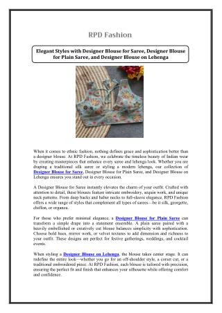 Elegant Styles with Designer Blouse for Saree, Designer Blouse for Plain Saree,