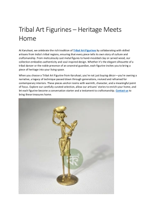 Tribal Art Figurines – Heritage Meets Home