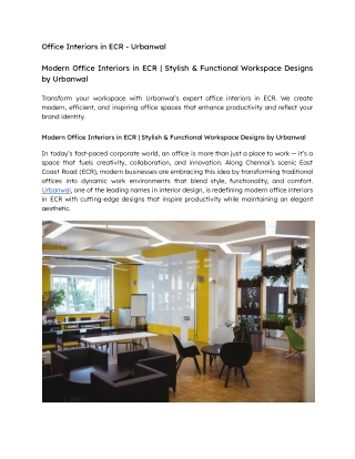 Office Interiors in ECR - Urbanwal