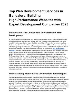 Top Web Development Services in Bangalore_ Building High-Performance Websites with Expert Development Companies 2025