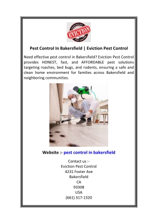 Pest Control In Bakersfield  Eviction Pest Control