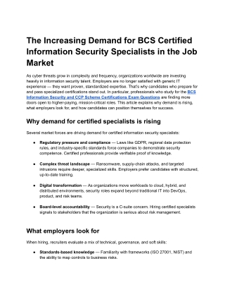 The Increasing Demand for BCS Certified Information Security Specialists in the Job Market