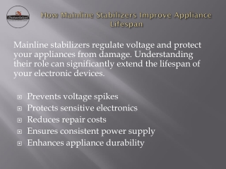 How Mainline Stabilizers Improve Appliance Lifespan