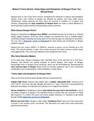 Before It Turns Severe _ Early Signs and Symptoms of Dengue Fever You Should Know