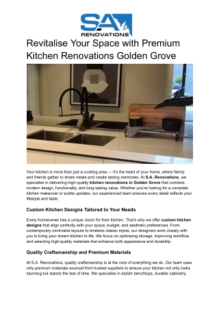 Revitalise Your Space with Premium Kitchen Renovations Golden Grove