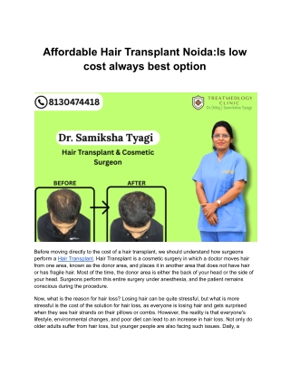 Affordable Hair Transplant Noida_Is low cost always best option