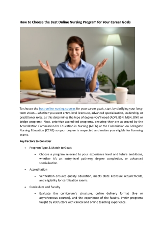 How to Choose the Best Online Nursing Program for Your Career Goals