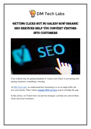 Getting Clicks But No Sales? How Organic SEO Services Help You Convert Visitors