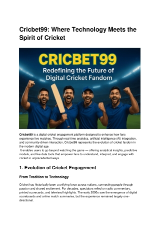 Cricbet99_ Redefining the Future of Digital Cricket Fandom