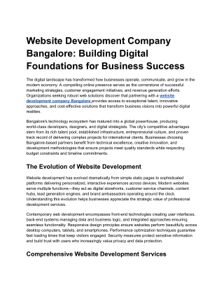 Website Development Company Bangalore_ Building Digital Foundations for Business Success