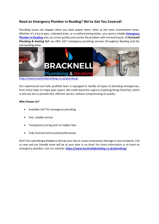 Need an Emergency Plumber in Reading? We've Got You Covered!