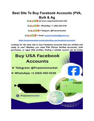 Best Site To Buy Facebook Accounts (PVA, Bulk & Ag