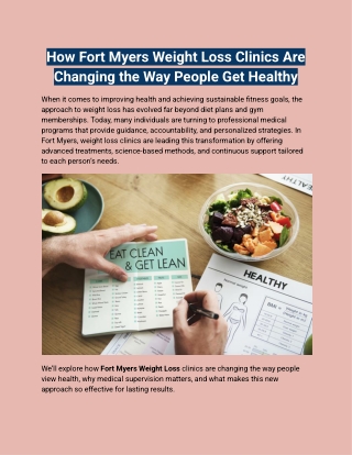 How Fort Myers Weight Loss Clinics Are Changing the Way People Get Healthy