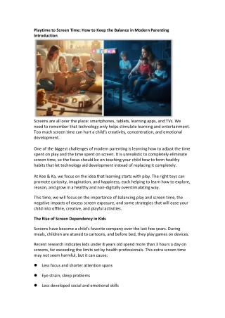 Playtime to Screen Time How to Keep the Balance in Modern Parenting