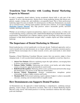Transform Your Practice with Leading Dental Marketing Experts in Missouri