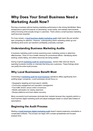 Why Does Your Small Business Need a Marketing Audit Now_