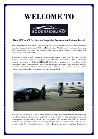 Comfortable JFK to Connecticut Car Service