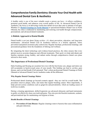 Comprehensive Family Dentistry Elevate Your Oral Health with Advanced Dental Care & Aesthetics