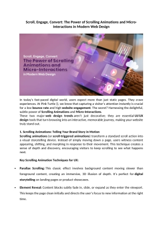 Scroll, Engage, Convert The Power of Scrolling Animations and Micro-Interactions in Modern Web Design
