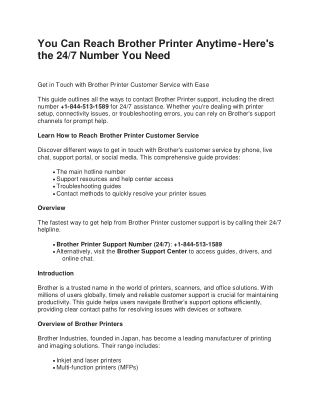 You Can Reach Brother Printer Anytime - Here's the 24/7 Number You Need
