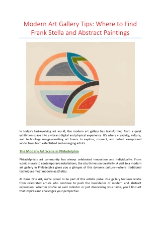 Modern Art Gallery Tips: Where to Find Frank Stella and Abstract Paintings
