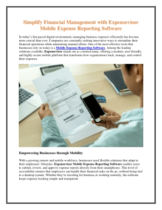 Expensevisor Mobile Expense Reporting Software for Easy Tracking