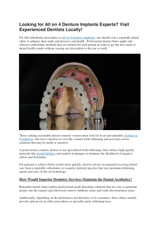 Looking for All on 4 Denture Implants Experts - Visit Experienced Dentists Locally