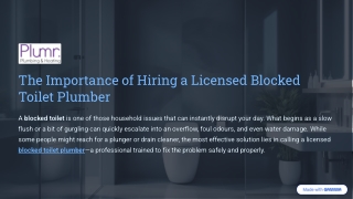 The Importance of Hiring a Licensed Blocked Toilet Plumber