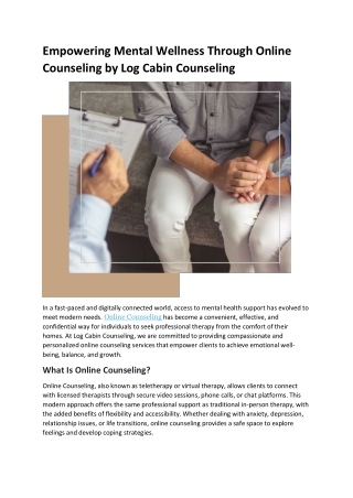 Online Counseling | Professional Virtual Therapy & Mental Health Support – Log C