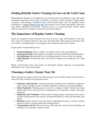 Finding Reliable Gutter Cleaning Services on the Gold Coast