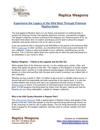 Experience the Legacy of the Wild West Through Premium Replica Items