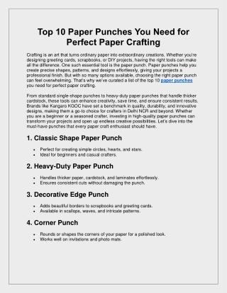 Top 10 Paper Punches You Need for Perfect Paper Crafting