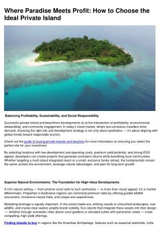 Where Paradise Meets Profit- How to Choose the