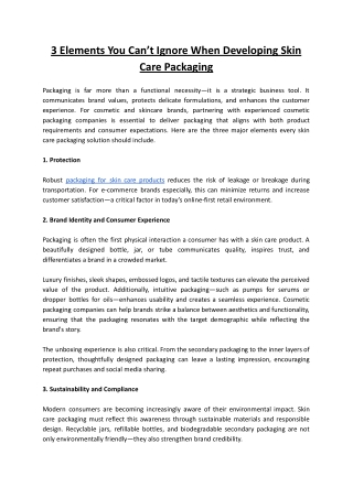 3 Elements You Can’t Ignore When Developing Skin Care Packaging