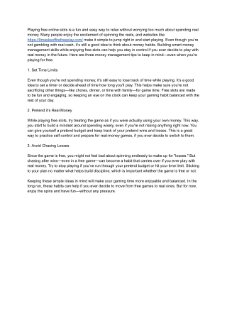 3 Money Management Tips When Playing Free Online Slots