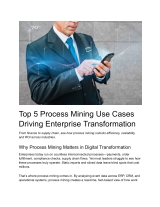 Top 5 Process Mining Use Cases Driving Enterprise Transformation