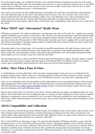 OEM vs Aftermarket Glass for Windshield Replacement