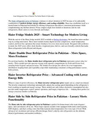 Haier Fridge Models 2025 – Smart Technology for Modern Living