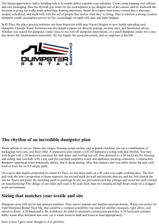 Construction Dumpster Rental Made Easy: Dumpster Champs Waste Solutions