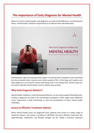 The Importance of Early Diagnosis for Mental Health