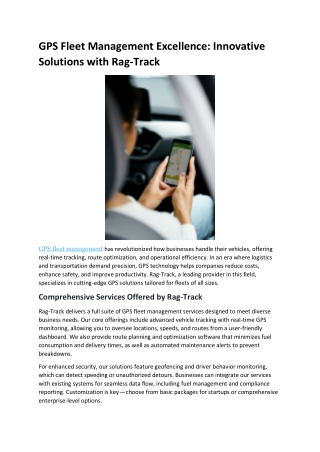 Optimize Your Fleet with RagTrack GPS Fleet Management Solutions