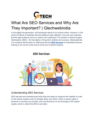 What Are SEO Services and Why Are They Important? | Gtechwebindia