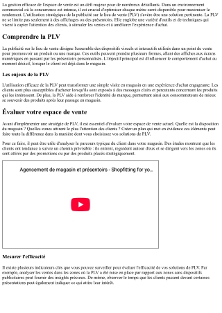 Optimiser l'Espace de Vente avec des Solutions de PLV