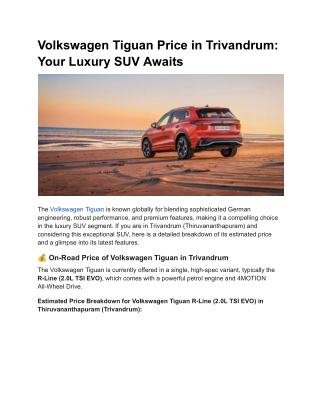 Volkswagen Tiguan Price in Trivandrum_ Your Luxury SUV Awaits