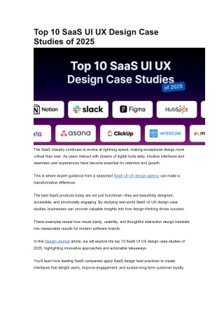 Top 10 SaaS UI UX Design Case Studies of 2025