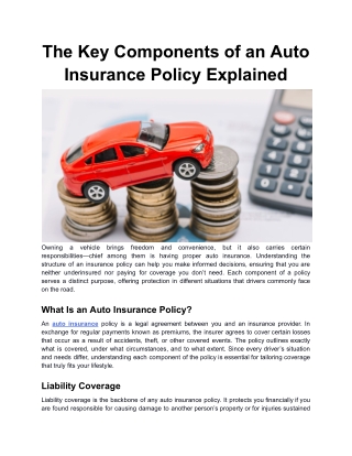 The Key Components of an Auto Insurance Policy Explained
