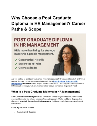 Why Choose a Post Graduate Diploma in HR Management_ Career Paths & Scope