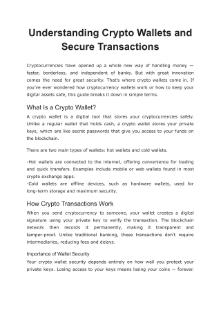 Understanding Crypto Wallets and Secure Transactions