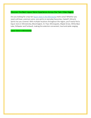 Discover the Best Liquor Store Experience Across the Twin Cities Region